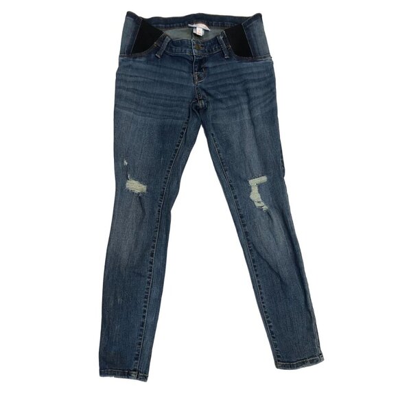 Isabel Maternity Under Belly Skinny Ripped Knee Maternity Jeans - Picture 1 of 3